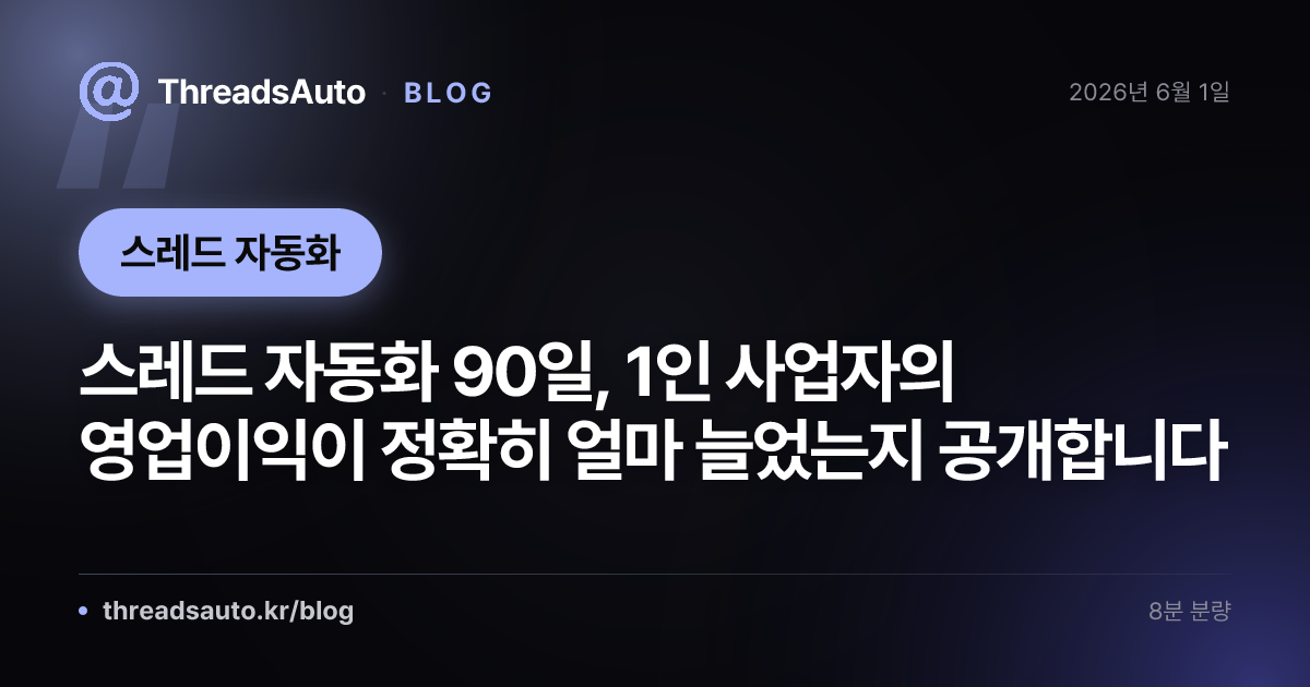스레드 자동화 90일, 1인 사업자의 영업이익이 정확히 얼마 늘었는지 공개합니다